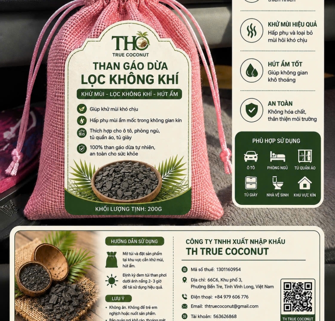 Than Gáo Dừa Đốt Bằng Lò Công Nghệ Cao THO True Coconut 200g